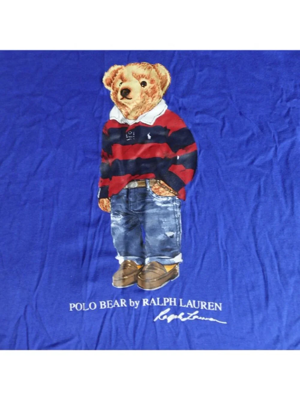 Polo Ralph Lauren Shirt Medium Blue Preppy Bear Rugby Shirt